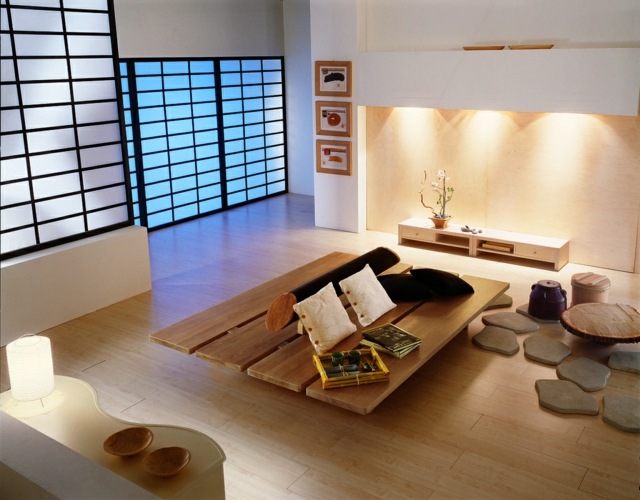 modern living room japanese deco