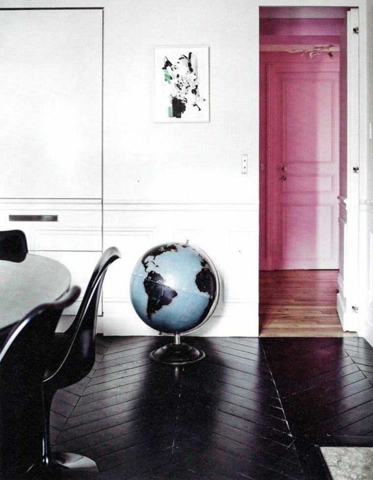 decoration globe idea interior modern parquet black blackboard table wall