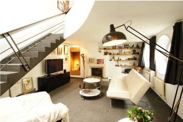 modern living room interior staircase