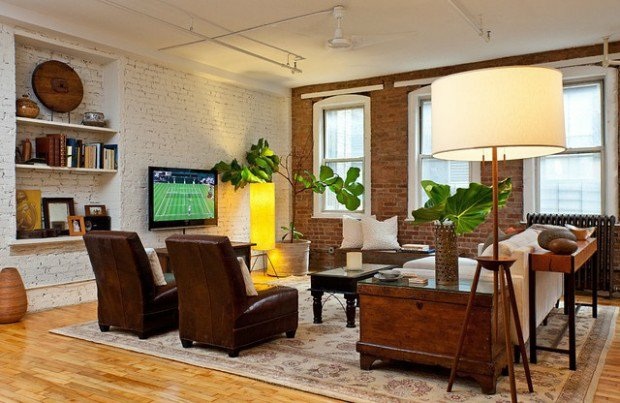 living room walls bricks design