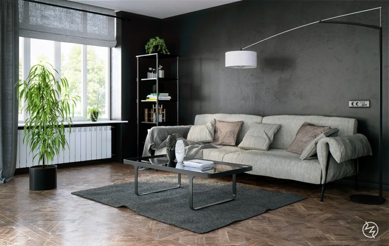 living room black walls elegant deco