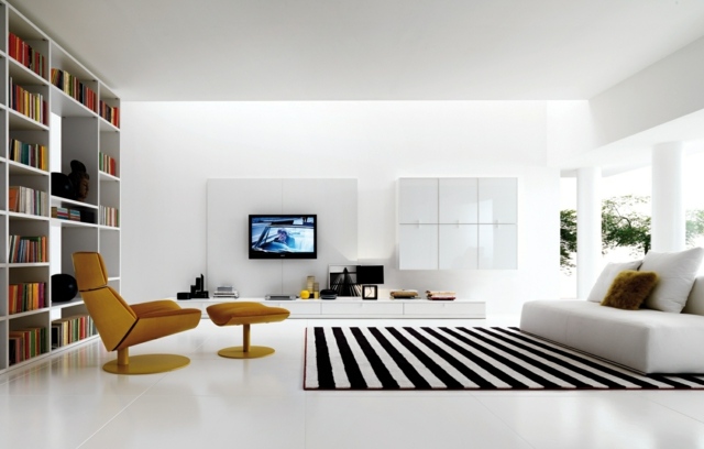 Decorating ideas living room- black white rug