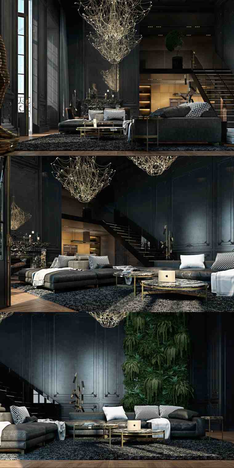 black living room elegant modern design