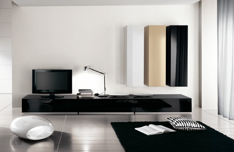 living room black and white design furniture black lacquered floor mats black cushions black and white