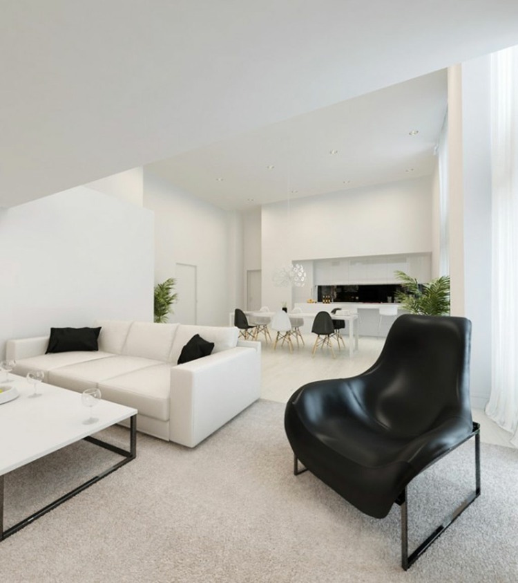 contemporary black and white living room