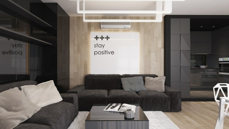 black living room idee deco elegante