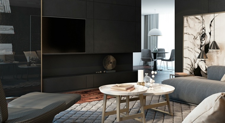 black living room modern design idea