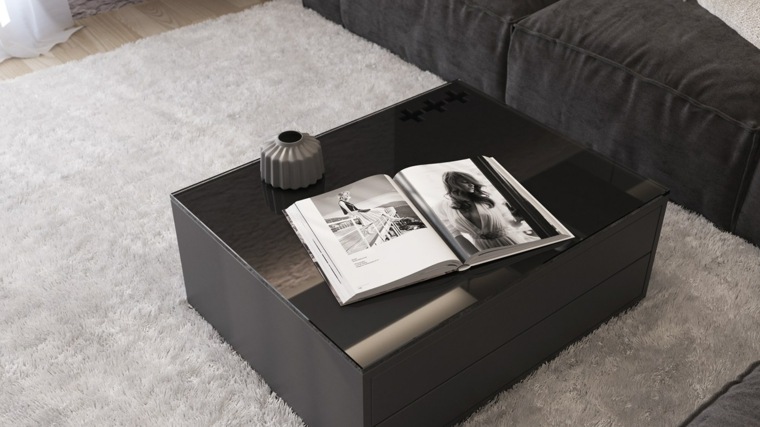 black living room coffee table laquered