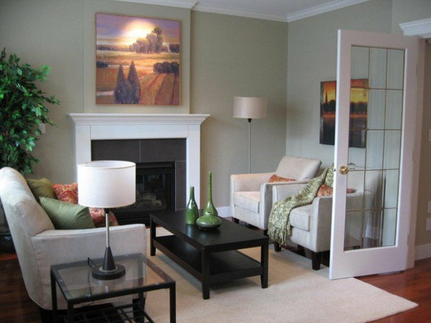 living room small space fireplace