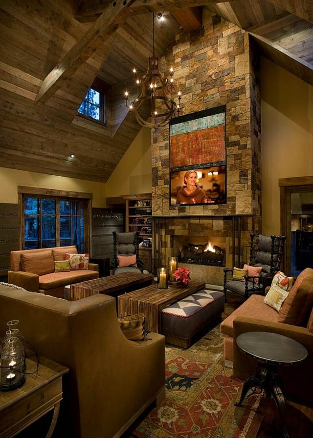 living room ceiling wood view pierrs fireplace