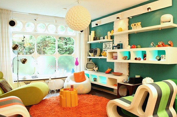 retro living room bright colors