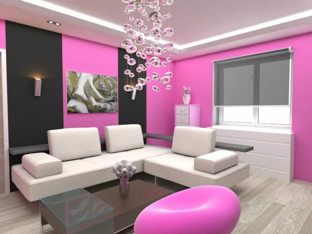 pink living room design