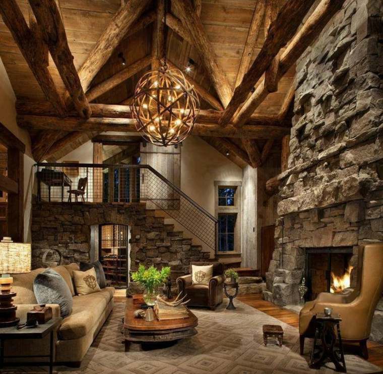 rustic living room interior design fixture suspension carpet floor