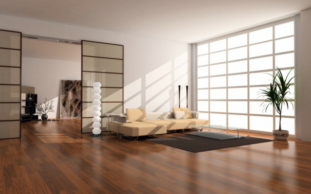 spacious living room minimalist Japanese design