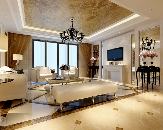 spacious living room luxurious furniture white leather