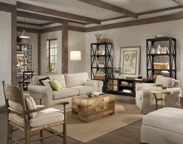 Atypical beige living room design specific original furniture