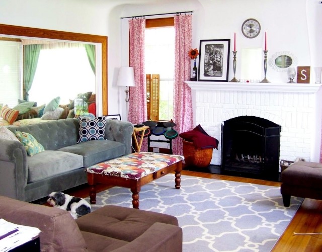 vintage style living room rug patterns white blue