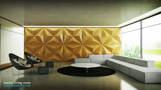 ultra modern living room wall yellow sofa gray