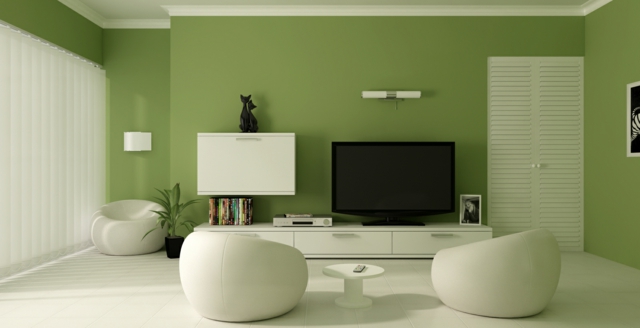 green living room white design