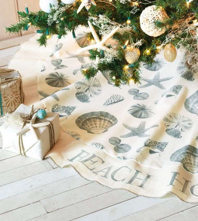 white fir and blue decoration seaside carpet hides foot