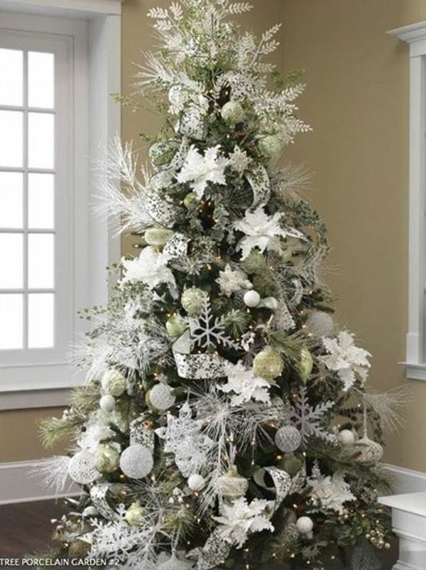 Christmas tree design white silver