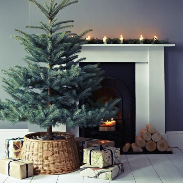 pokok natal asal idea moden deco christmas fireplace lilin