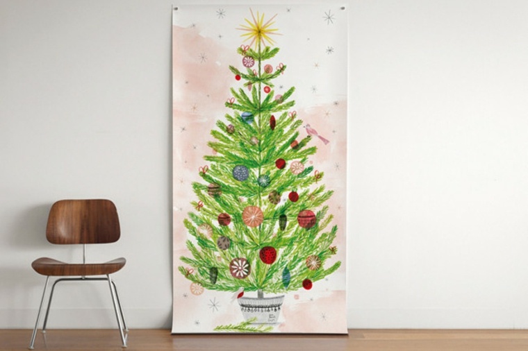 christmas tree drawing wall idea star yellow design chair wood