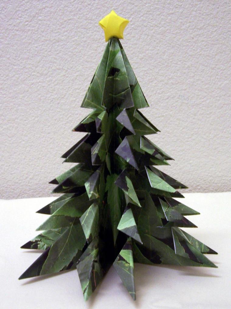 deco fir tree origami papir idé original dekoration jul barn