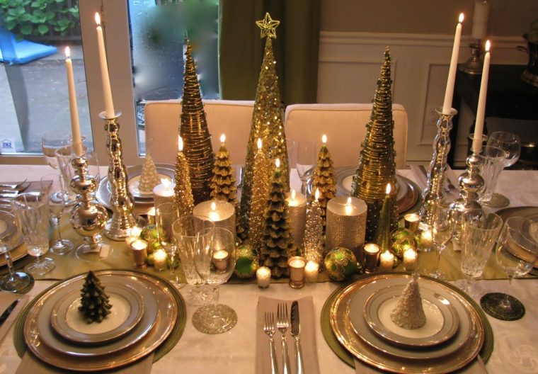 deco idea table for christmas decoration fir candle center table idea plates