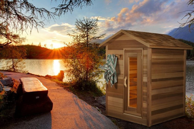 udendørs sauna design træ