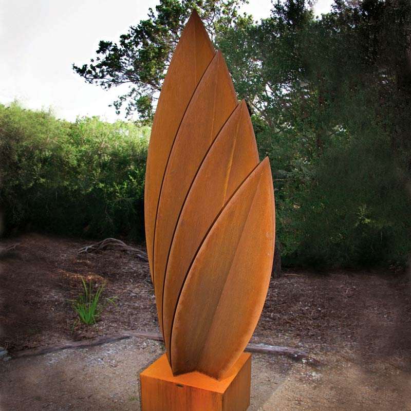 steel sculpture in a leaf park