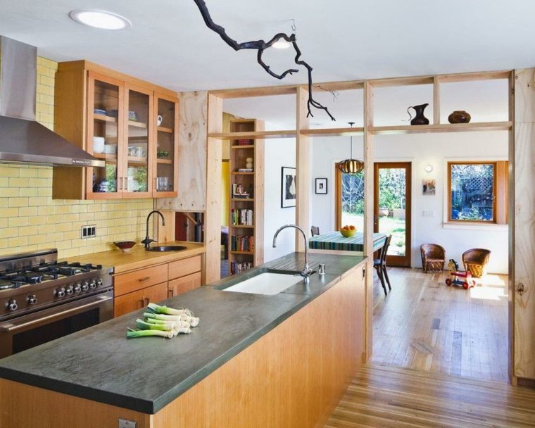 kitchen island idea wood design open space separate