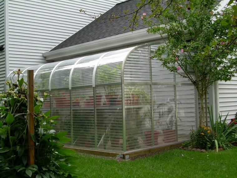 small greenhouse solid garden backed