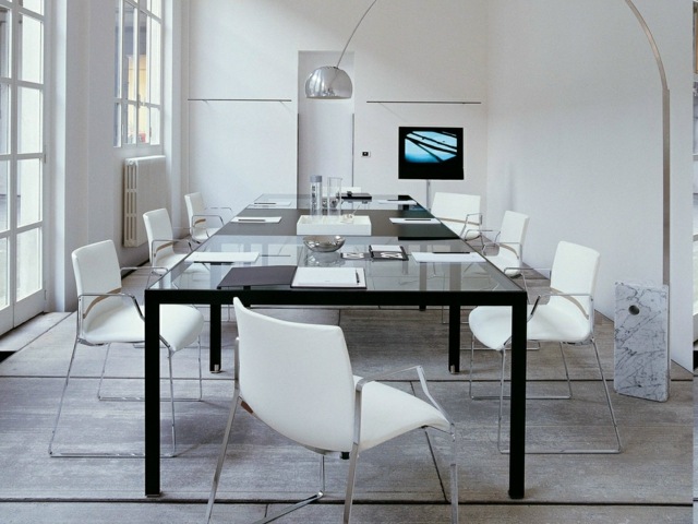 Meeting table class glass and metal beautiful simplicity