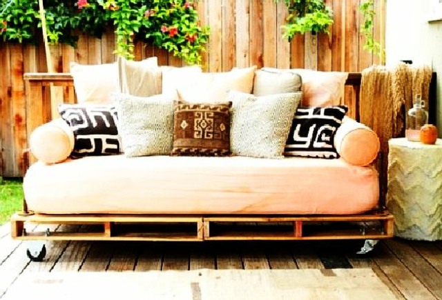 furniture in pallets - sofa garden pallets wood cushion