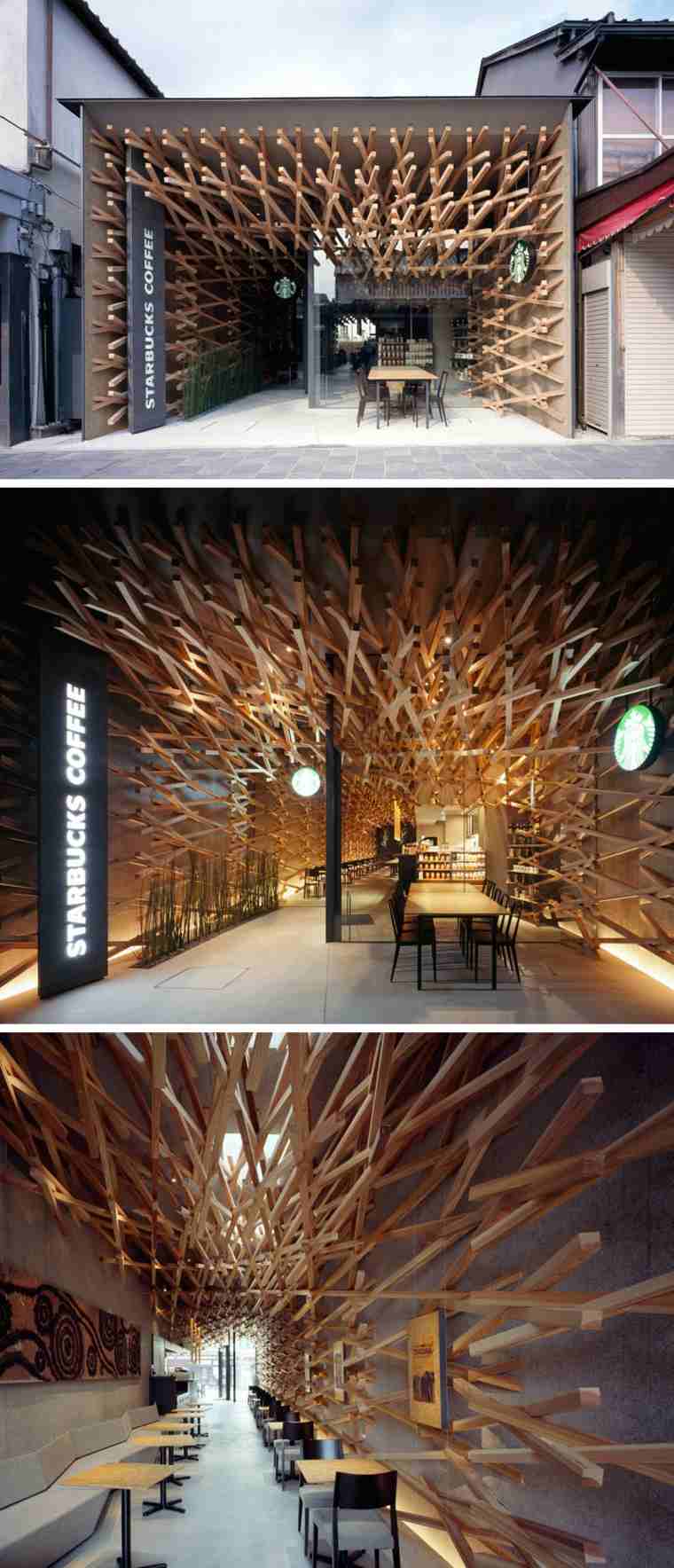 Starbucks tokyo matematisk elegans träpinnar