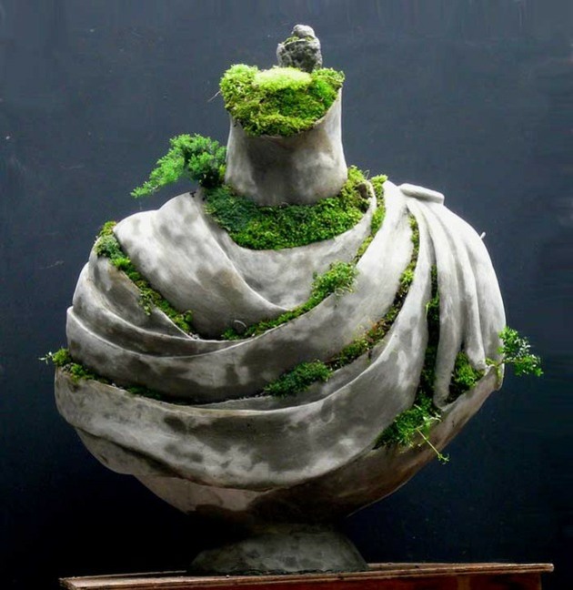 garden statue bust man drapes