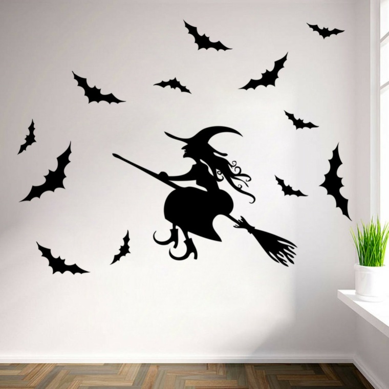 wall decoration stickers idea witches bats plant