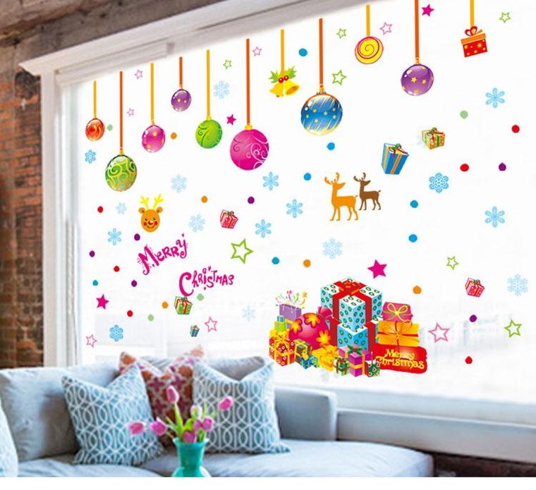 christmas stickers hanging balls decoration window