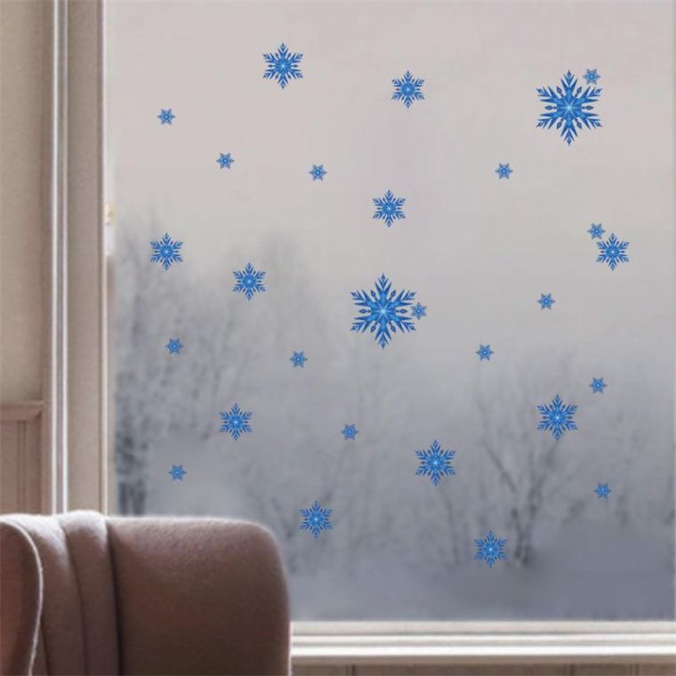 christmas stickers blue decoration window snowflakes