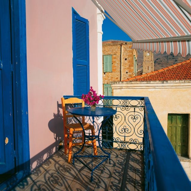 colorful balcony awning