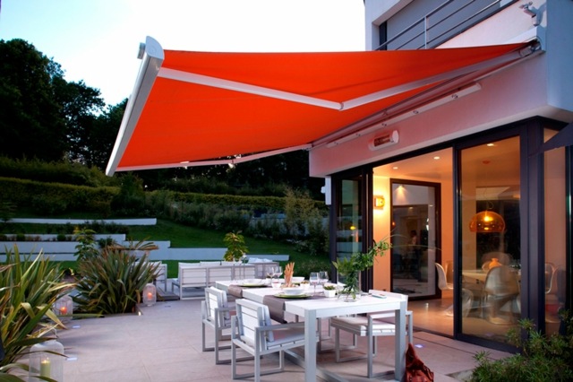 red integral patio awning