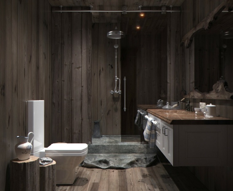 style modern countryside idea bathroom wood deco