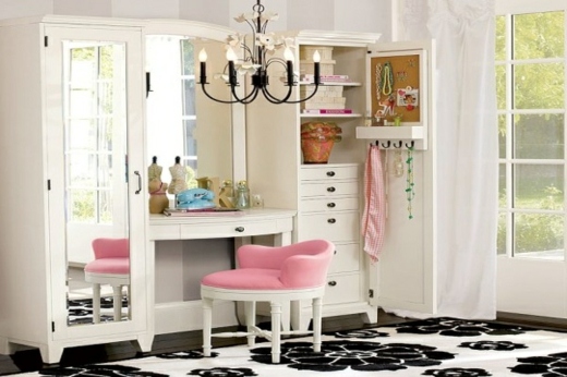 beautiful pink white dressing table