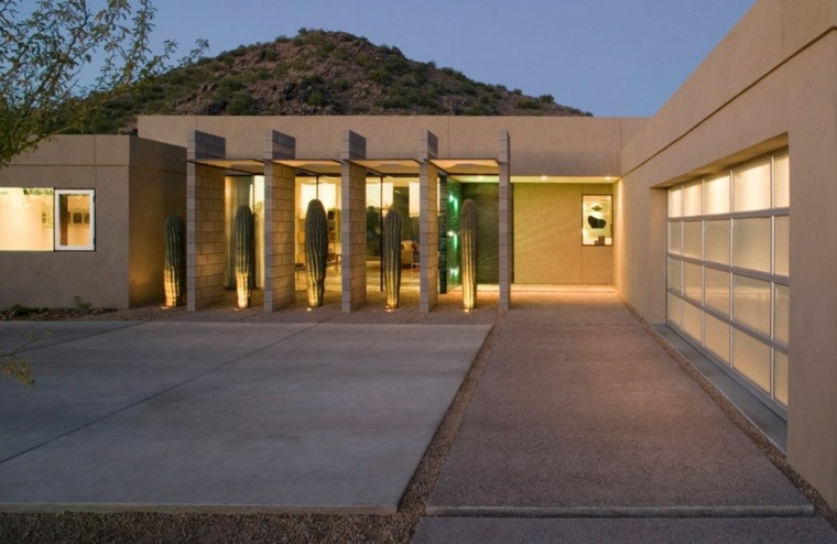 beautiful house entrance with cactus