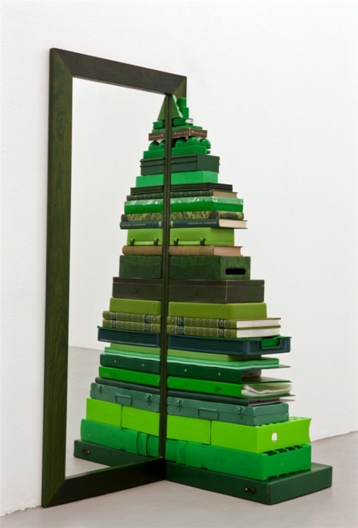 superb original idea books stacked against mirror