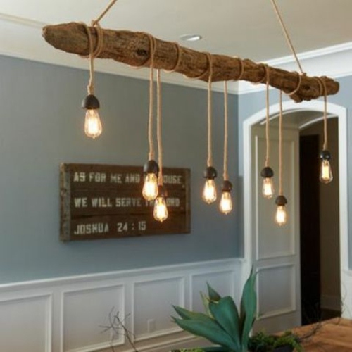 hanging driftwood lamp