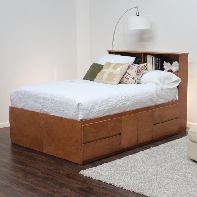 head-bed-storage-wood-shelves-bedside lamp-white headboard