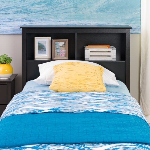 head-bed-storage-wood-black-shelves-bedside table headboard