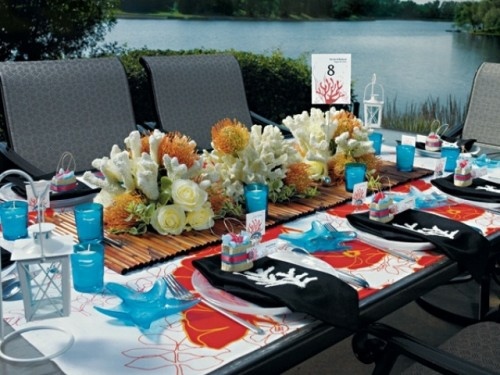 bright lakeside table